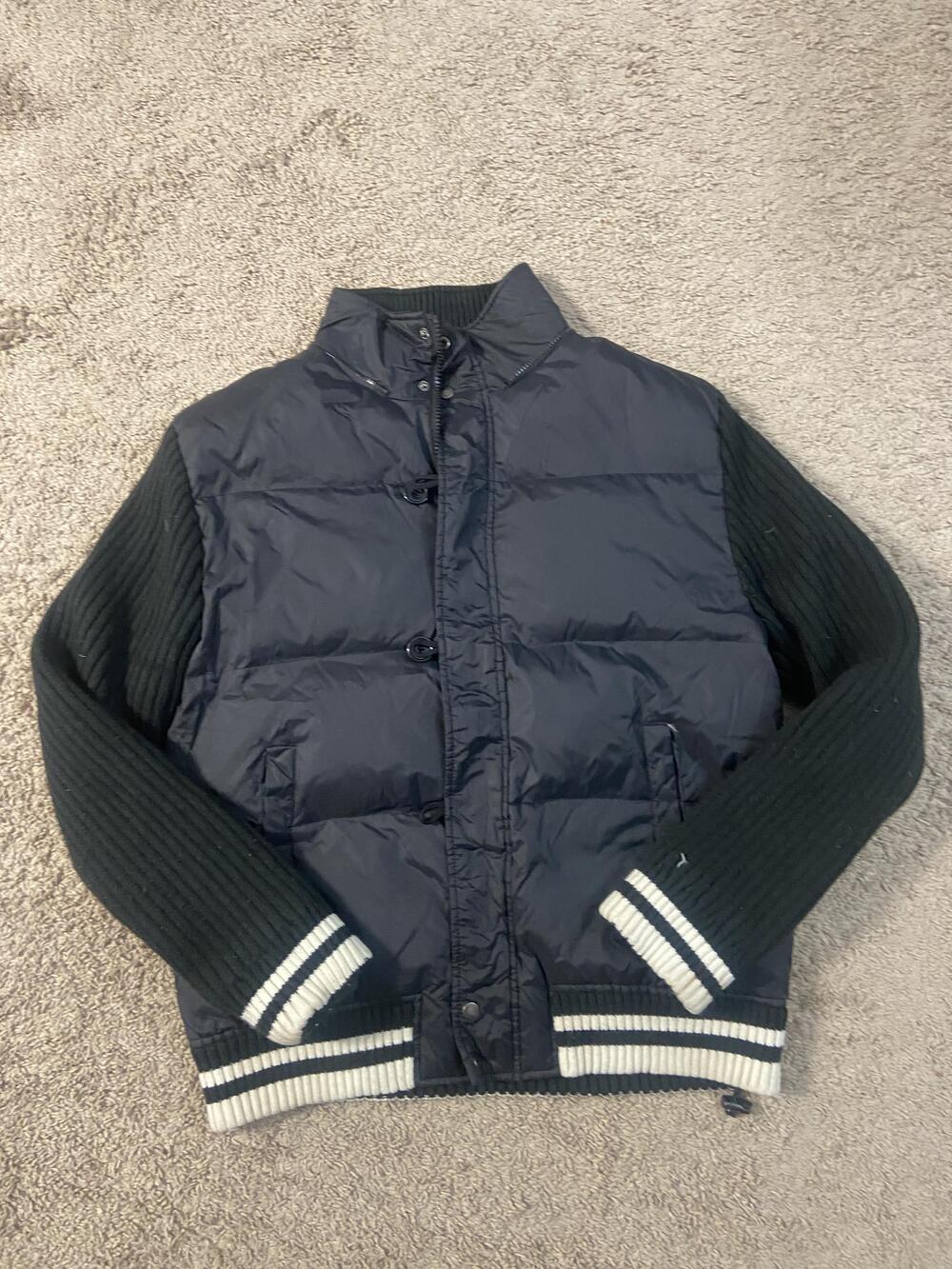 Buffalo David Bitton Jacket Mens XL Blue Down Puffer Knit Sleeve Varsity Bomber